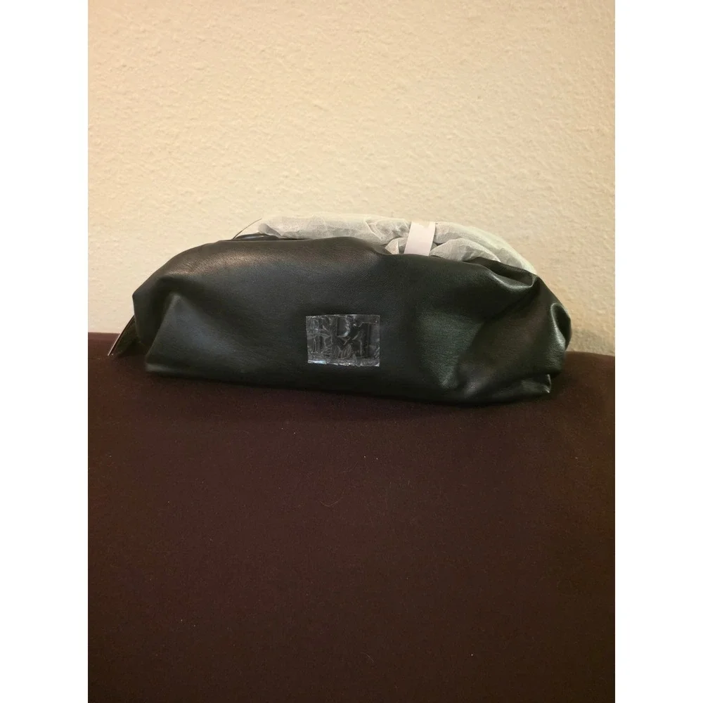 Badgley Mischka BM-4080 Wrapped Frame Clutch Black Ruched Chain Strap Bag